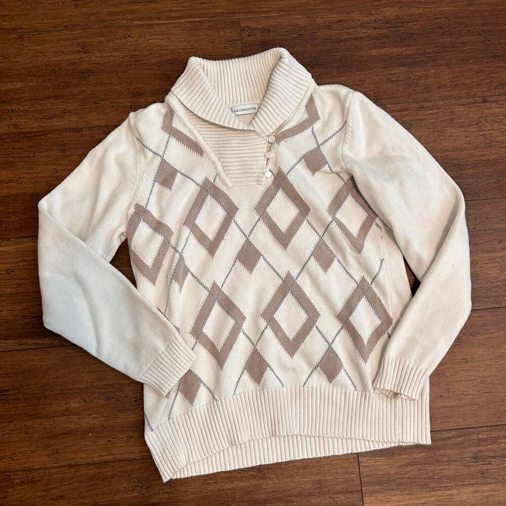 Liz-claiborne Women's Cream and Tan Jumper
